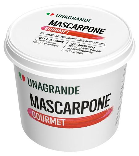 Сыр мягкий сливочный Маскарпоне Unagrande ведерко 80% БЗМЖ, 500 г
