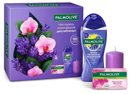 Подарочный набор Palmolive Гель для душа 250 мл + Мыло твердое 90 г + Свеча, 1 шт