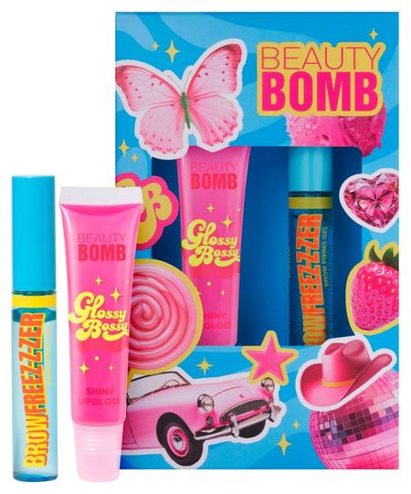 Набор подарочный Beauty Bomb, Блеск для губ Glossy Bossy тон 02 + Гель для бровей Brow Freez-z-zer тон 01