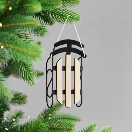 Украшение декоративное подвесное KREAFORTA Санки 13 см черный