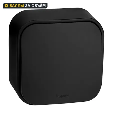 Выключатель накладной Legrand Quteo 1 клавиша цвет черный блок выключатель и розетка с заземлением с защитными шторками legrand quteo ip44 16а 250в винтовые зажимы накладной монтаж белый