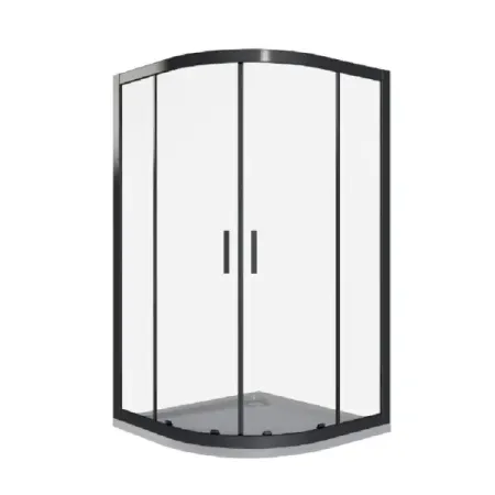 Душевой уголок Makiato New 1/4 круга 90x90 см черный профиль прозрачное стекло раздвижной