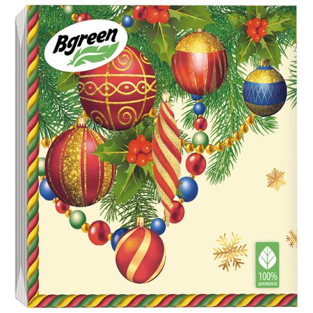 Салфетка декоративная Bgreen елочные украшения 3х-слойная 10шт/уп