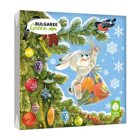 Салфетки Bulgaree Green Зима в подарках трехслойные 33x33 см 20 шт