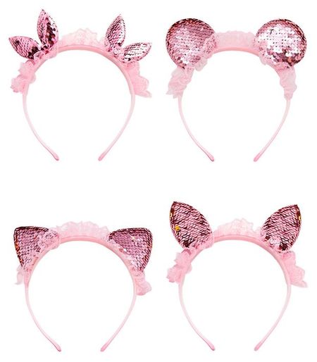 Ободок карнавальный новогодний Partymania c пайетками Ушки, в ассортименте