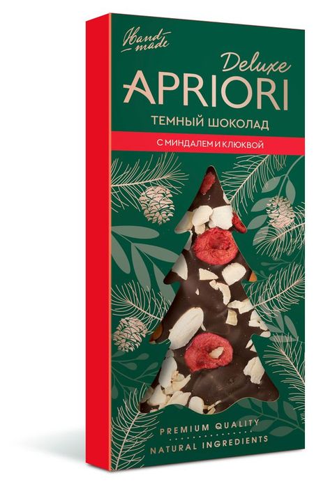 Шоколад темный Apriori Deluxe с миндалем и клюквой, 85 г
