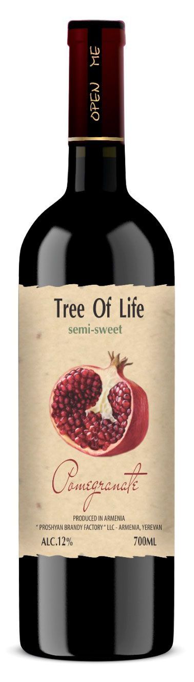 Плодовая алкогольная продукция Tree of Life с гранатом полусладкая Армения, 0,75 л
