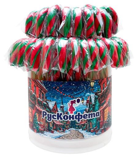 Карамель леденцовая РусКонфета Трость красно-зеленая, 30 г