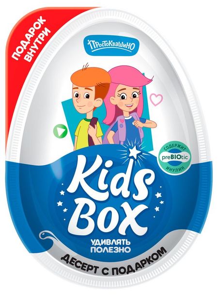 Яйцо-сюрприз Простоквашино Kids Box Десерт с подарком, 20 г в ассортименте