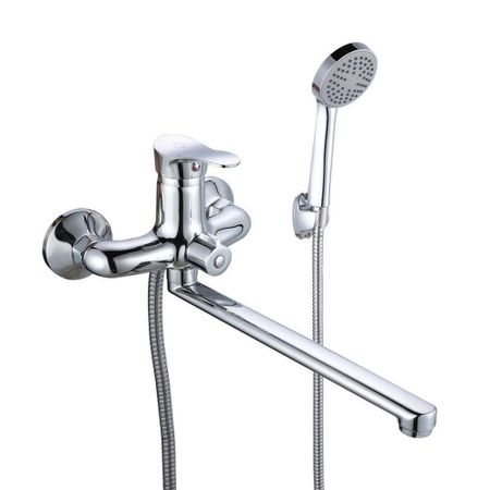 Смеситель для ванны РМС SL хром однорычажный с длинным изливом с лейкой (SL86-006E)