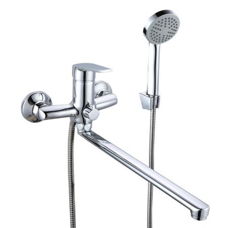 Смеситель для ванны РМС SL хром однорычажный с длинным изливом с лейкой (SL132-006E)