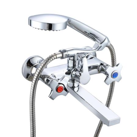 Смеситель для ванны РМС SL хром двухвентильный с коротким изливом с лейкой (SL115-142E)
