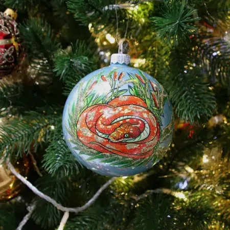 Елочный шар Коломеев Змея в камышах КУ-100-244072 ø10 см стекло цвет разноцветный