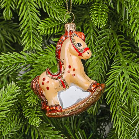Игрушка ёлочная Snow and Stars Лошадка-качалка коричневая аппликация игрушки на магнитах попугай лошадка 3288