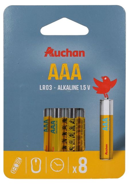 Батарейка алкалиновая АШАН Красная птица ААА, 8 шт