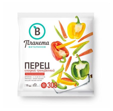 Овощная смесь Перец болгарский Планета Витаминов сладкий трехцветный замороженный, 300 г