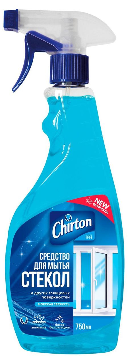 Спрей для мытья окон стекол и зеркал Chirton Морская Свежесть, 750 мл