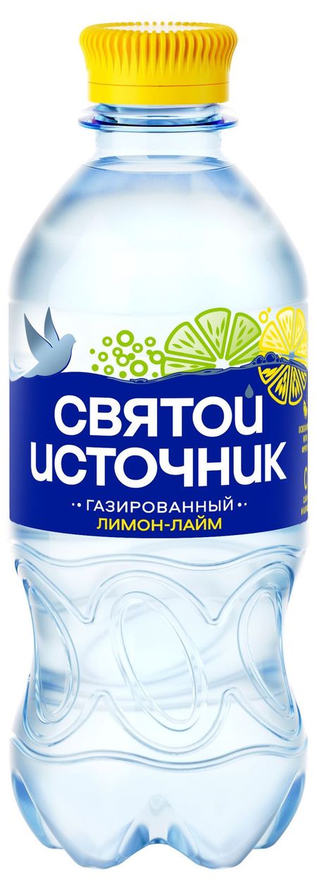 Вода питьевая Святой Источник газированная с ароматом лимона и лайма, 330 мл