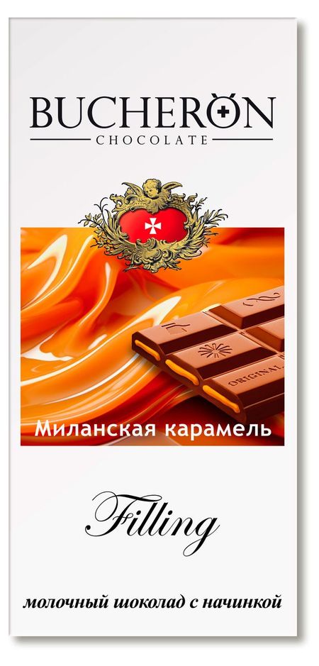 Шоколад молочный BUCHERON Filling с начинкой миланская карамель, 85 г