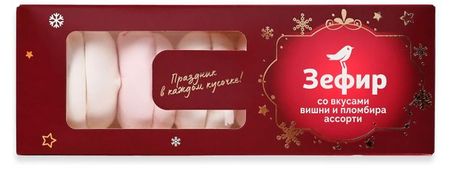 Зефир АШАН Красная птица со вкусом вишни и пломбира, 210 г