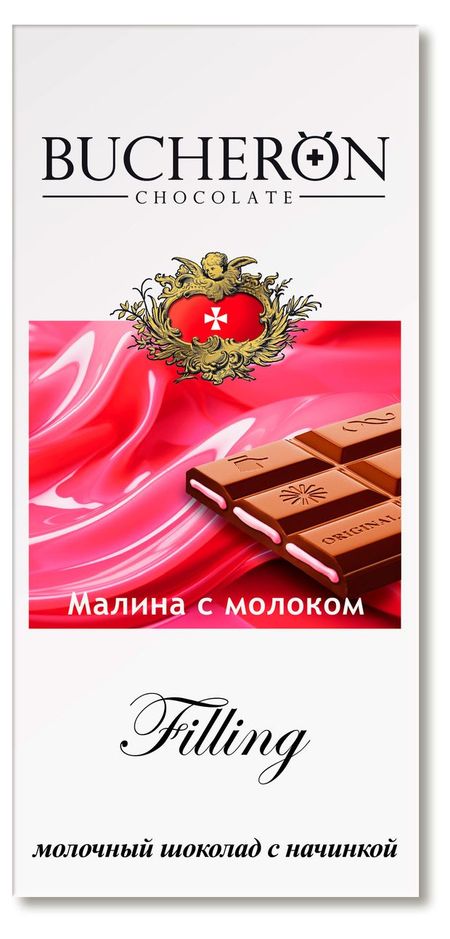 Шоколад молочный BUCHERON Filling с начинкой малина с молоком, 85 г