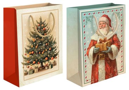 Пакет подарочный глянцевый Винтаж Новый Год, 11х14 см 1 шт в ассортименте