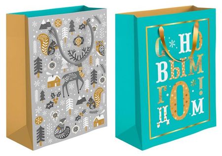 Пакет подарочный глянцевый Норд, 33х43 см 1 шт в ассортименте