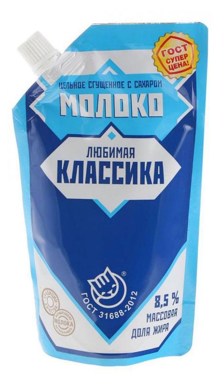 Молоко сгущенное Любимая Классика с сахаром ГОСТ БЗМЖ, 270 г