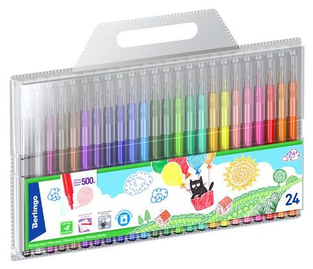 Фломастеры Berlingo Жил-был кот смываемые, 24 цветов