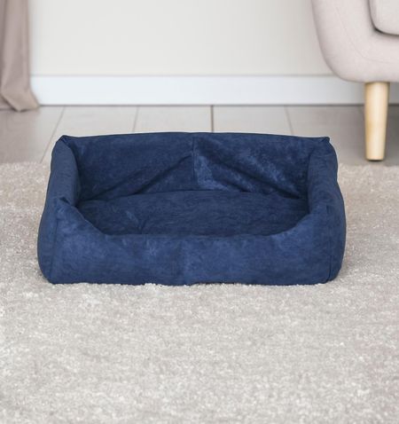 Лежаки PETSHOP Лежак прямоугольный с подушкой, синий (51x35x17 см)