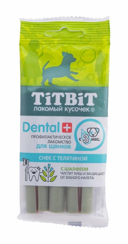 Еда TiTBiT Жевательный снек DENT с телятиной для щенков мини-пород (30 г)