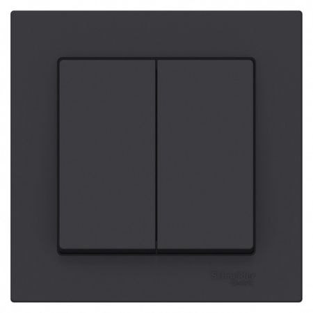 Выключатель Systeme Electric AtlasDesign двухклавишный встраиваемый карбон (ATN001052)