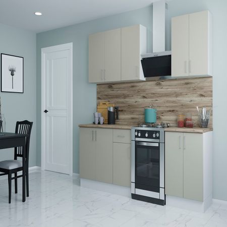 Кухонный гарнитур Твэгги ваниль 1800х520х2105 мм