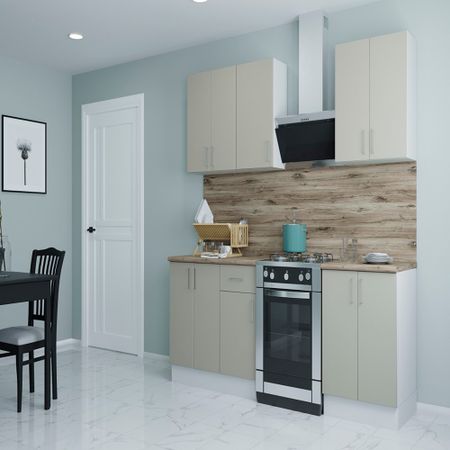 Кухонный гарнитур Твэгги ваниль 1600х520х2105 мм