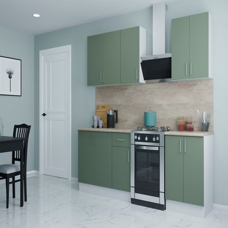 Кухонный гарнитур Твэгги зеленый 1800х520х2105 мм