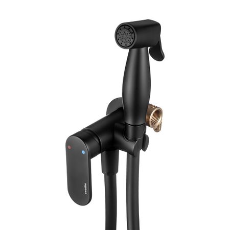 Смеситель с гигиеническим душем встраиваемый Swedbe Platta со скрытой частью в комплекте черный (5567B)