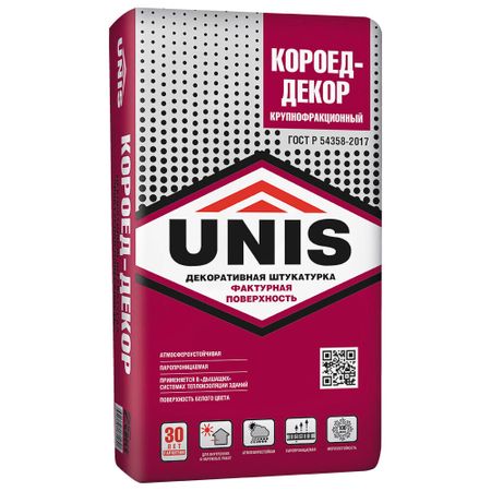 Штукатурка декоративная Unis Короед-Декор 3 мм белая 25 кг