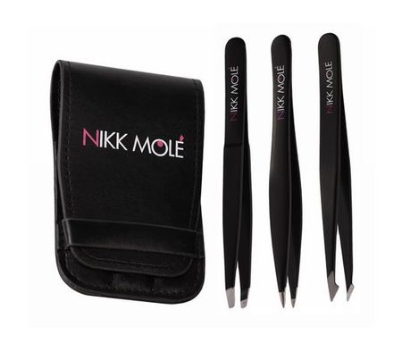 Nikk Mole Black Tweezers Case Set