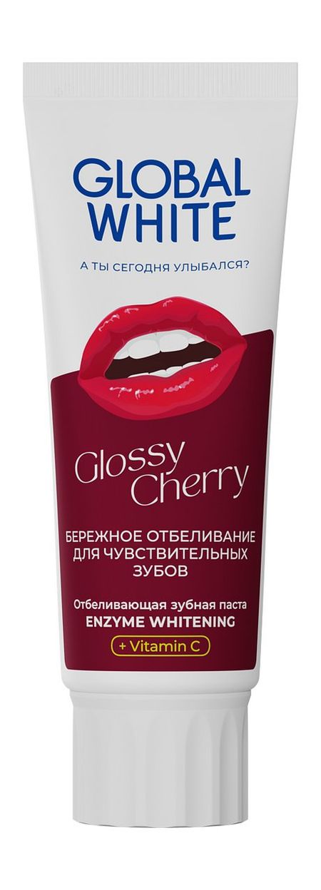 Global White Glossy Cherry Enzyme Whitening Toothpaste