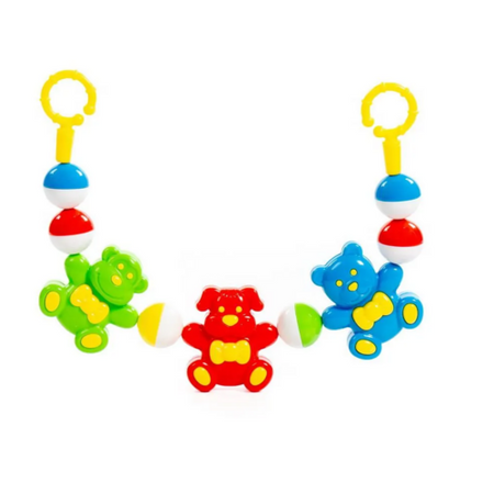 Погремушка-подвеска Полесье Забавные зверята зеленый/красный/голубой (в пакете) 48 см зверята