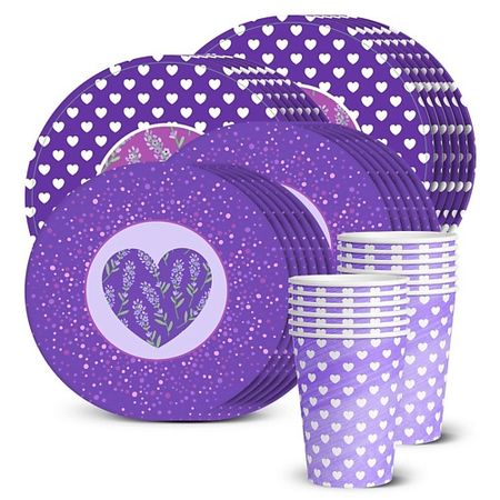 Набор одноразовой посуды ND PLAY Набор посуды для праздника Лавандовое сердце одноразовая посуда для детского праздника