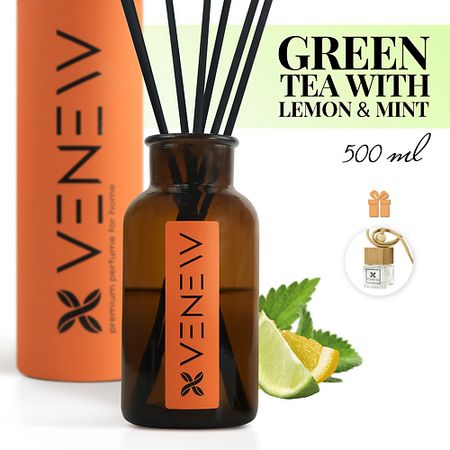 Аромадиффузор VENEW Диффузор ароматизатор для дома парфюм ЗЕЛЁНЫЙ ЧАЙ С ЛИМОНОМ И МЯТОЙ горошек зелёный bonduelle нежный 400 г
