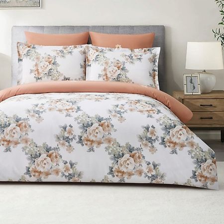 Комплект постельного белья ARYA HOME COLLECTION Постельное белье Alamode 2 Сп. 200x220 Bloom Коралловый постельное белье дуэт goodnight bloom сатин 2 нав 50х70см арт 434030 21 м