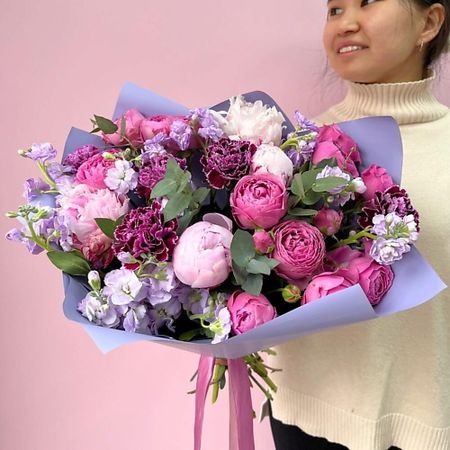 Букет живых цветов ЗАЦВЕТАЙ. ЦВЕТОЧНЫЙ БУТИК Авторский букет Пионобум. Пионы , пионовидные Розы и экзотический микс искусственные пионы wqnjin шелк 1 букет 45 см