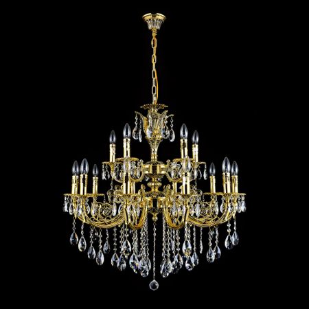 Люстра Catic 146/10+5 -черн.золото/хрусталь
