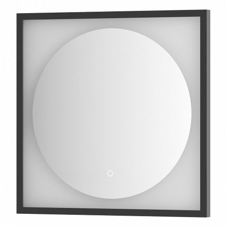 Зеркало Defesto Еclipse 60х60 12W черная рама, с LED-подсветкой, сенсорный выключатель, теплый свет DF 2231S