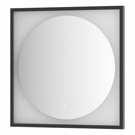 Зеркало Defesto Еclipse 70х70 15W черная рама, с LED-подсветкой, сенсорный выключатель, нейтральный свет DF 2222S