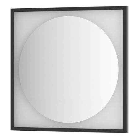 Зеркало Defesto с LED-подсветкой без выключателя 15 W теплый белый свет, черная рама 70x70 см