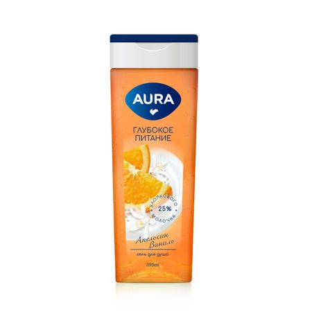 Гель для душа AURA Апельсин и ваниль 390 мл