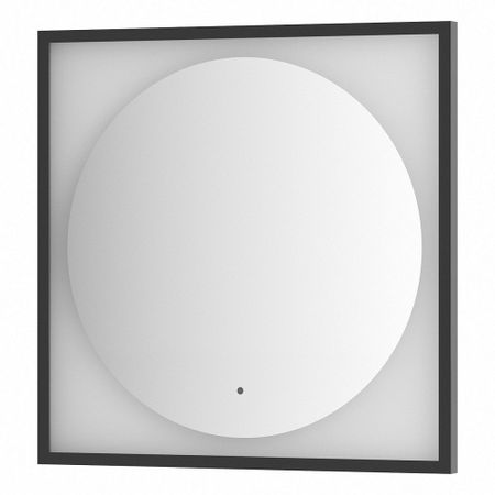 Зеркало Defesto Еclipse 70х70 15W черная рама, с LED-подсветкой, ИК выключатель, теплый свет DF 2232R